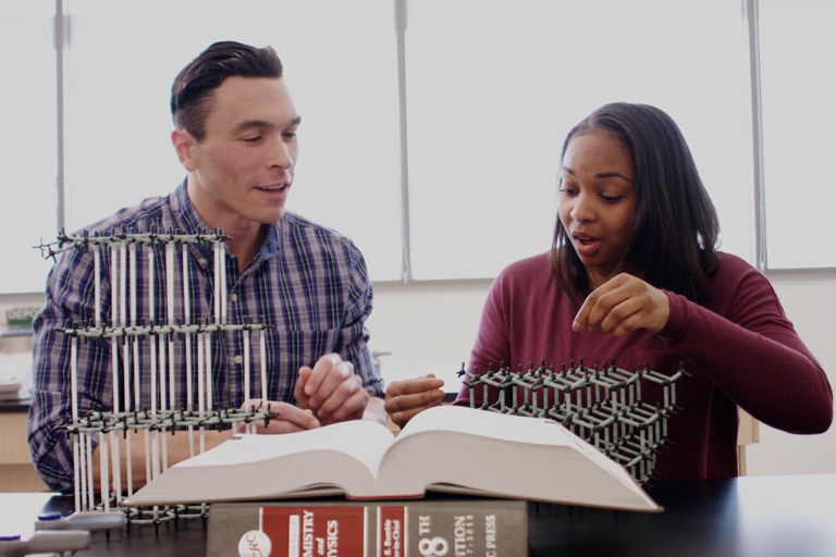 professor and student in class